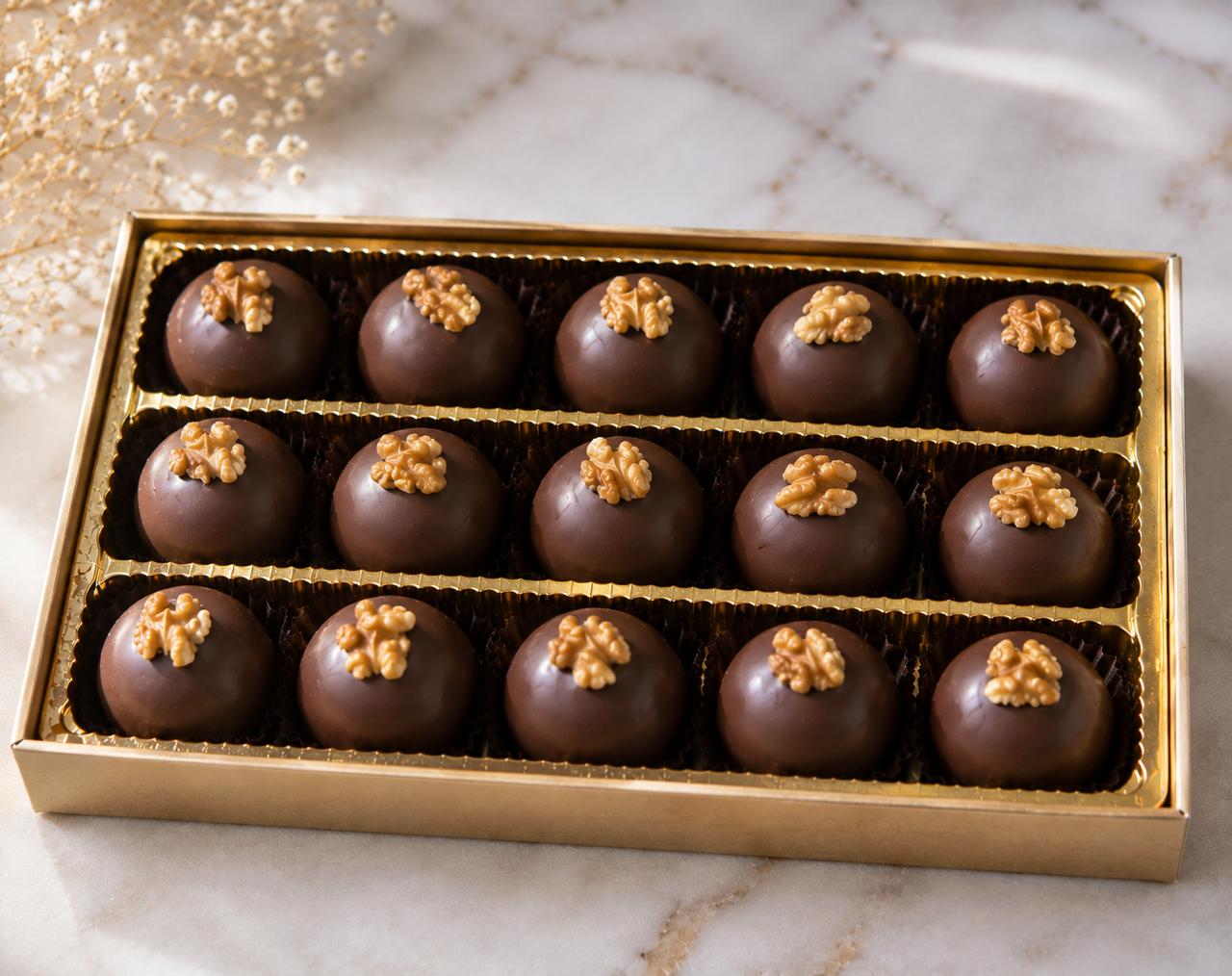 Dark Chocolate Walnut Truffle Showcase